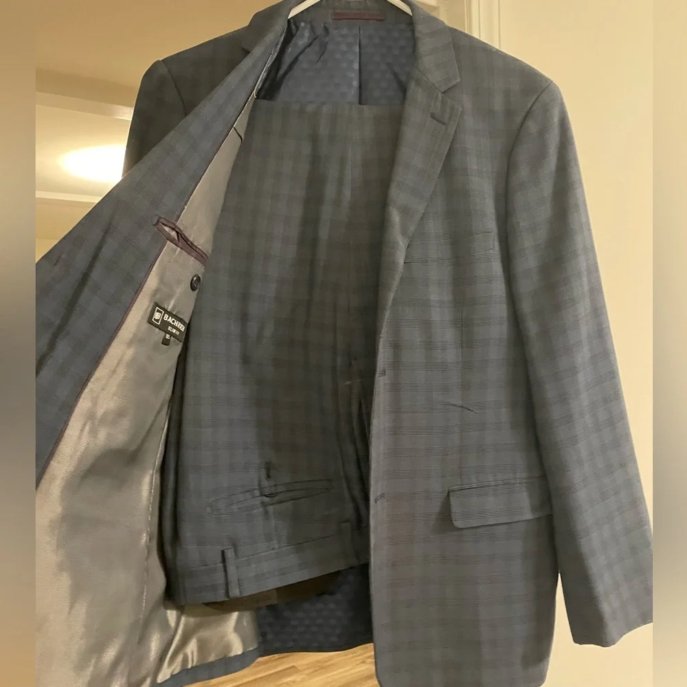 Men's Blue Checked Suit and Pants - Picture 3 of 3